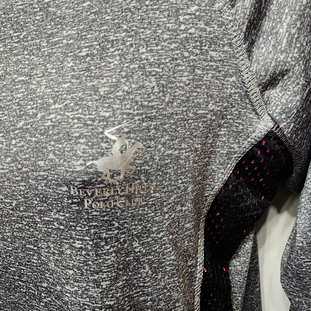 Beverly Hills Polo Club Shirt Large Performance Womens Long Sleeve Gray B455 - Picture 4 of 6